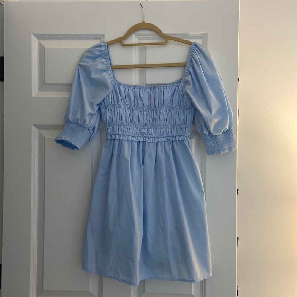 The Impeccable Pig Babydoll Mini Dress in Blue